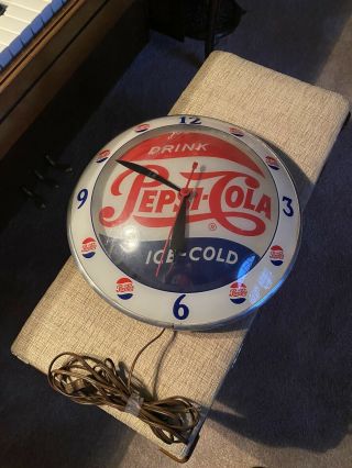 1950s Vintage Pepsi - Cola Double Bubble Light - Up Advertising Clock