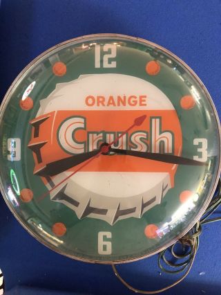 Vintage PAM Orange Crush Advertising Lighted Sign Clock 2