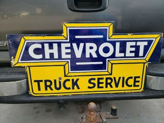 Vintage Chevrolet Truck Service Double Sided Porcelain Sign 1950 