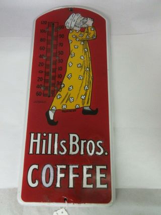 Vintage Advertsing Hills Brother Coffee Porcelain Store Thermometer 810 - Y