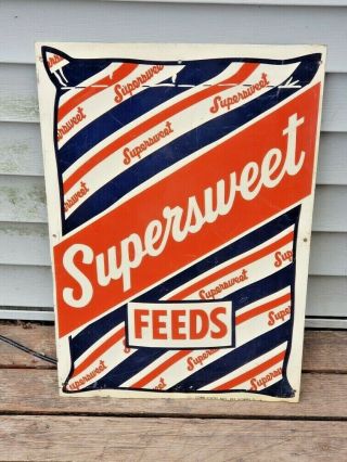 Vintage Supersweet Feeds Seed Sign 24 " X 16 "