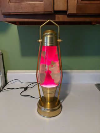 Rare Vintage 1970s Lantern Lava Lamp Red Lava Golden Coach Lantern