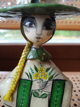 Vintage Mexican Tonala Jal Girl Figurine Paper Mache Signed Mel 2