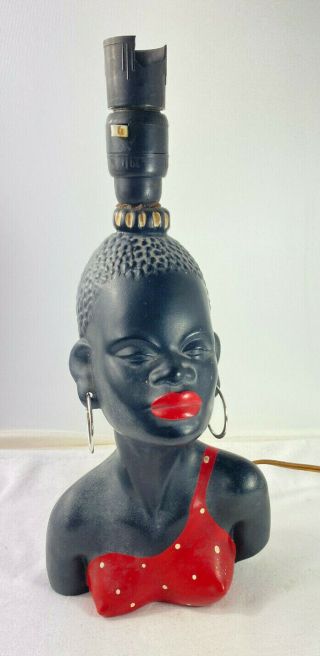 Vintage Barsony Era Black Lady Lamp 1950 