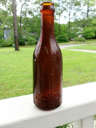 1907 - 1908 Amber Slug Plate Pepsi Cola Bottle,  Bern,  Nc,  N.  C. ,  North Carolina