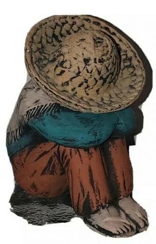 Vintage Ceramic Mexican Sleeping Siesta Man Folk Art Pottery