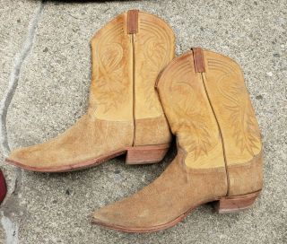 Vintage Tony Lama Ostrich Cowboy Boots Men Size 14 D Tan Leather Steel Toe