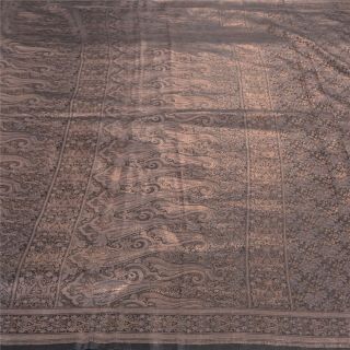 Sanskriti Vintage Black Heavy Saree Pure Satin Silk Woven Tanchoi Sari Fabric