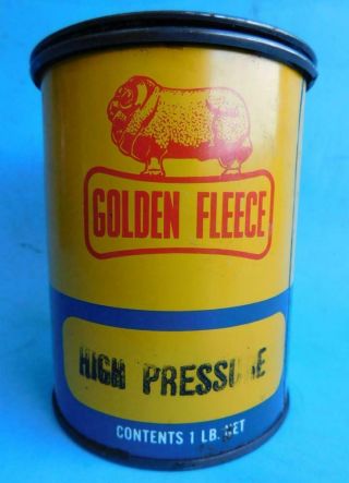 Vintage Garage 1lb.  Golden Fleece High Pressure Grease Tin Automobila