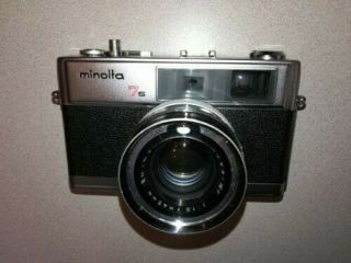Vintage Minolta 7s Hi - Matic Rangefinder 35mm Camera With 45mm 1.  8 Lens W/ Case