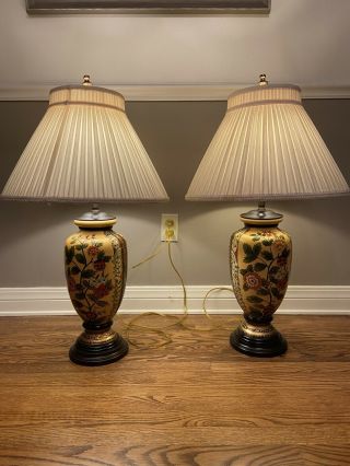 Oriental Accent Floral Yellow Lamps With Shade 33 In Tall Regal