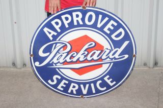 Large Approved Packard Service Car Dealership Gas Oil 30 " Porcelain Metal Sign