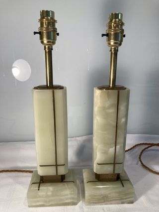 Mid Century Art Deco Marble,  onyx Table Lamps 2