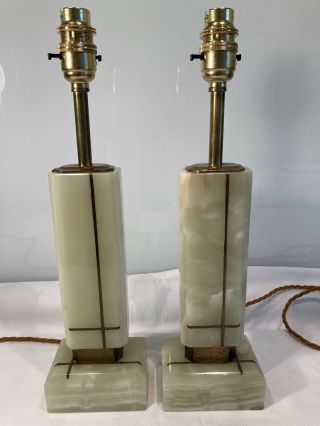 Mid Century Art Deco Marble,  onyx Table Lamps 3