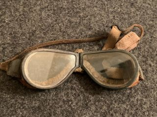 Wwi - 1920’s Pilot Flight Helmet Goggles
