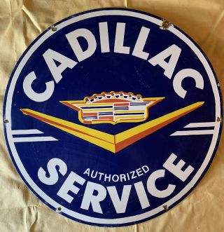 24 Inch Vintage Style Cadillac Authorized Service Advertising Sign Porcelain