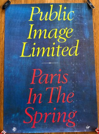 Vintage Public Images Limited Paris In The Spring 1980 Promo Album Poster