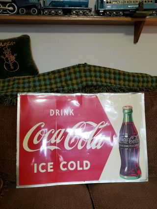 Vintage 1952 Coca Cola Tin Sign Coke Soda Fountain Antique Old Robertson