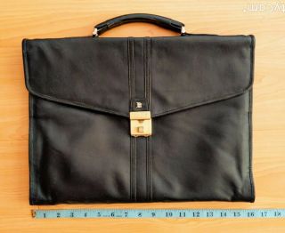 Vintage Bally Black Business Briefcase Messenger Bag Unisex