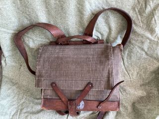 Wwi Backpack Haversack Leather & Canvas Field Back Pack Circa 1917.  12 " X12 "
