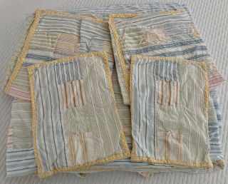 5 Pc Tommy Hilfiger Patchwork Vtg Look Coverlet Shams Pillow Covers Full Queen