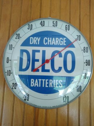 Vintage Delco Batteries Thermometer (temperature Reads Accurate, )
