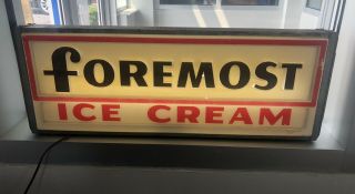 Vintage Foremost Ice Cream Lighted Sign Double Sided