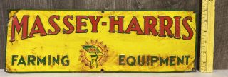 Vintage Massey Harris Farming Equipment Embossed Metal Sign Agriculture Gas Oil