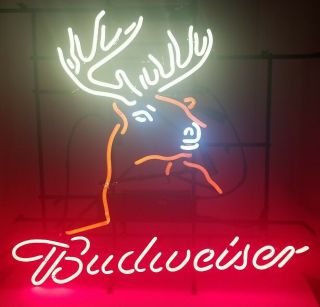 Budweiser Deer Moose Beer Bar Advertising Neon Sign Anheuser Busch - 30 " × 30 "