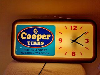 Vintage Cooper Tires Light Up Clock (electric)