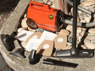 Vtg Eureka Mighty Mite 2.  0 Hp Orange Canister Vacuum Cleaner 3140b Made In Usa