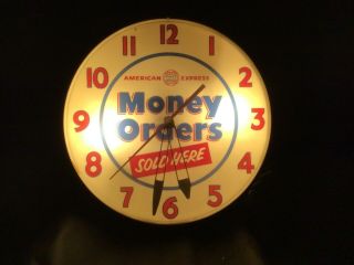American Express Money Order Collectible Lighted Display Clock