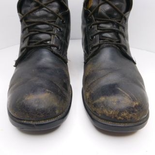 US MILITARY VINTAGE RO - SEARCH BLACK POLISHED LEATHER ENGINEER BOOTS size 12 2