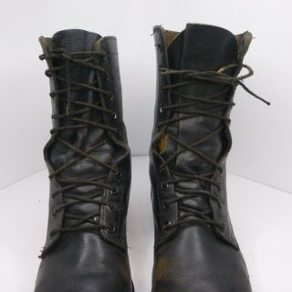 US MILITARY VINTAGE RO - SEARCH BLACK POLISHED LEATHER ENGINEER BOOTS size 12 3