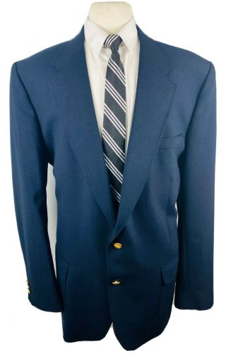Vintage Stafford Mens 48xl Navy Blue Gold Button Blazer Sport Coat Suit Jacket