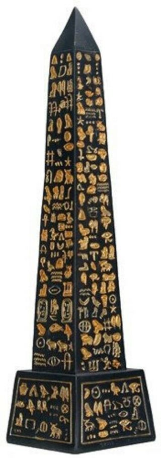 Ancient Egyptian Black And Gold Obelisk With Hieroglyphics Figurine Egypt