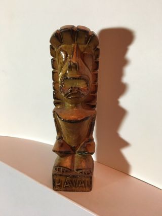 Tiki Statue Figurine Hand Carved Wood Hawaii Polynesian Bar Decor 6 Inches