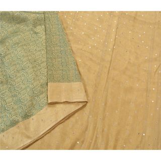 Sanskriti Vintage Green Heavy Sarees Pure Silk Craft Fabric Woven Mirror Sari