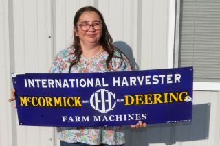 Large Ih International Harvester Mccormick Deering Farm 36 " Porcelain Metal Sign