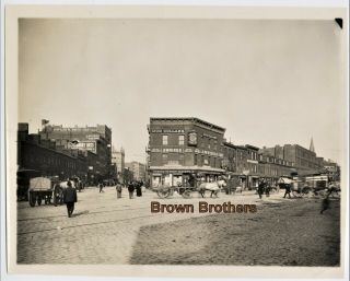 Vintage 1910s Nyc Historic Greenwich Village Hudson & Canal St Horse Wagon Photo