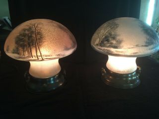 Pittsburgh Reverse Painted Mushroom Lamps