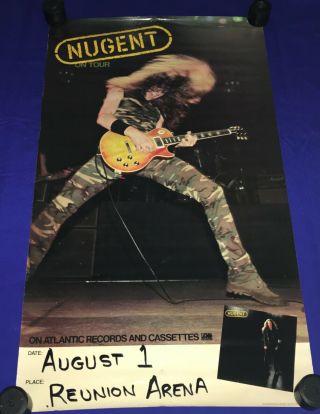 Vintage 1982 Ted Nugent On Tour/promo Poster Dallas Tx 20x34in