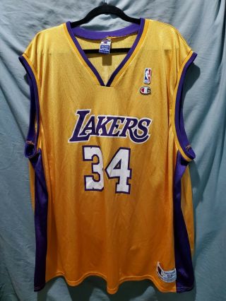 Vintage Champion Replica1990s Shaquille O’neal Lakers Size 52 Xxl Nba Jersey