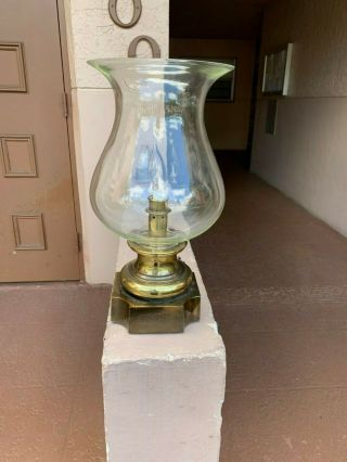 Huge Ethan Allen Circa 1776 Solid Brass 18 " High Hurricane Accent Lamp