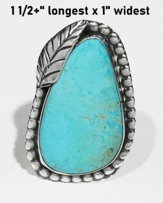 Large Vintage Signed Navajo 925 Silver Natural Old Dry Creek Turquoise Ring 5.  5