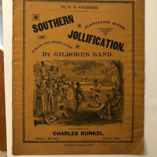 1890 Sheet Music Southern Jollification Plantation Scene W/ Illustration