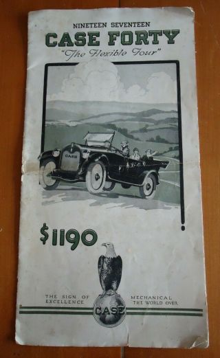 Rare 1917 Case Automobile Brochure Poster / Case Forty & Flexible Four