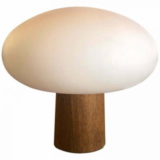 Laurel Vtg Mid Century Modern Wood Tulip Mushroom Table Desk Lamp Light Curry