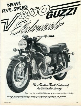 1972 Print Ad Of Moto Guzzi 850 Eldorado Motorcycle