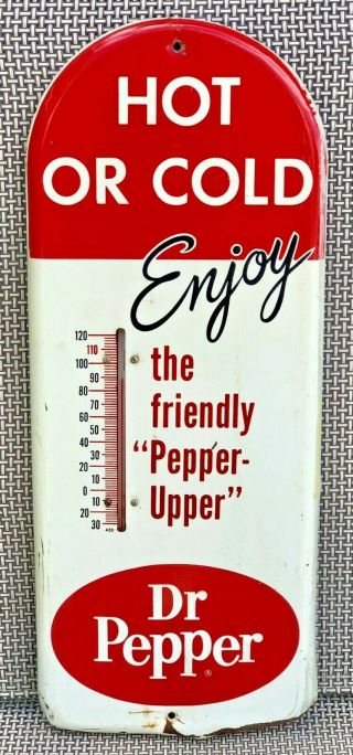 1950’s Tombstone Enjoy Dr.  Pepper Hot Or Cold Thermometer Sign